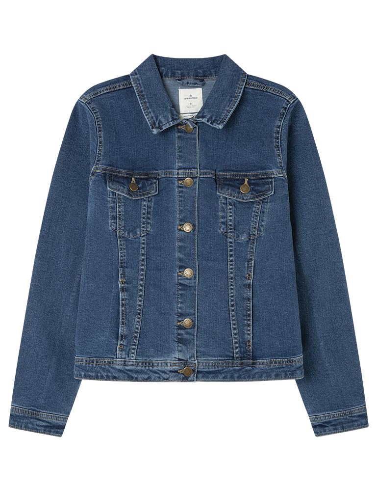 Chaqueta vaquera Springfield cazadora de algodón para mujer en color azul denim basic 6