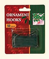 GERSON 2.5" Green Ornament Hooks Pack of 50 - Perfect for Christmas Trees & Holiday Decorations