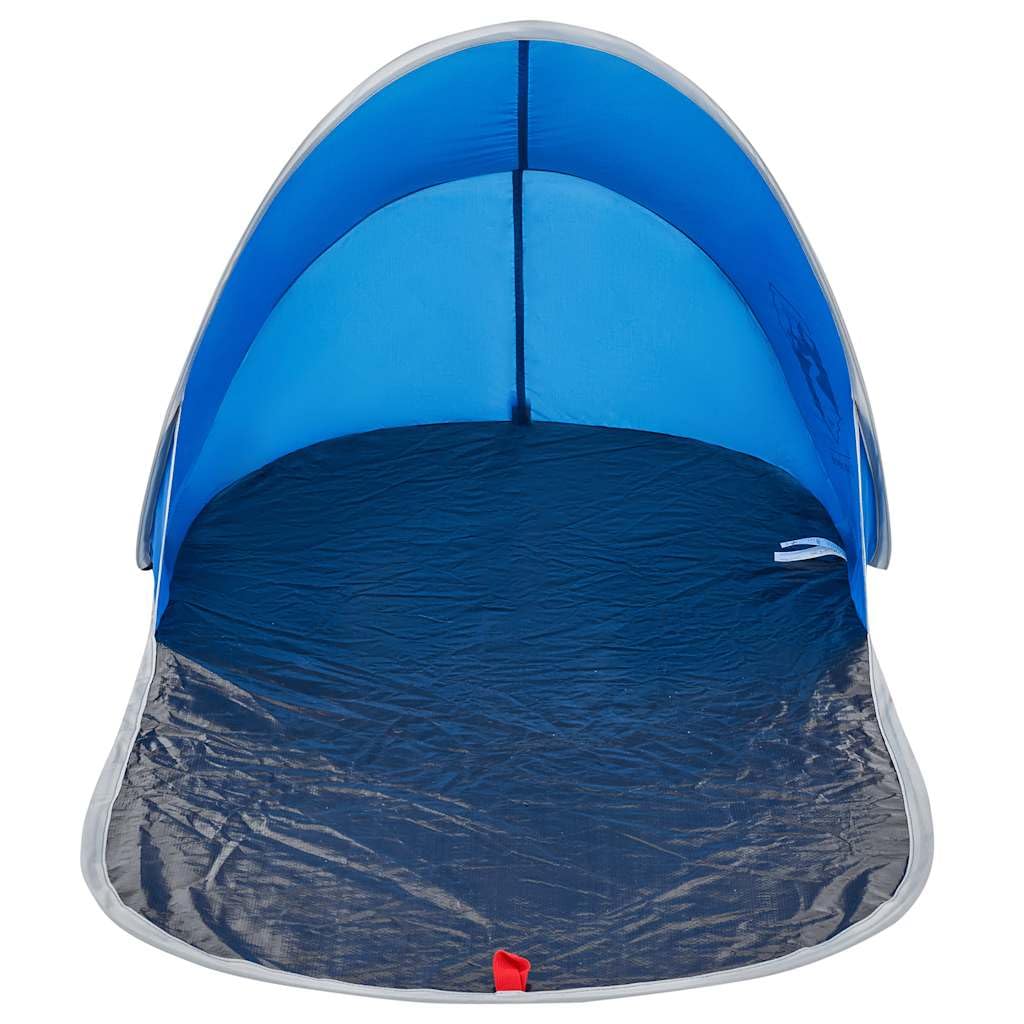 Tenda da spiaggia pop-up azzurro pieghevole e impermeabile in poliestere con rivestimento in poliuretano leggero e portatile