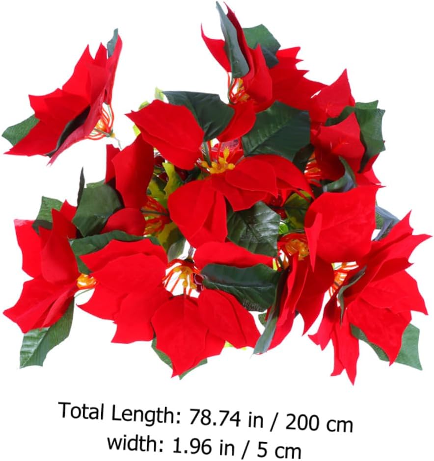 USB Powered Red Poinsettia Flower Light String with PVC Material, Fine Workmanship, for Celebration and Multi-Scene Decoration, Party Decor Light to Add Festive Atmosphere