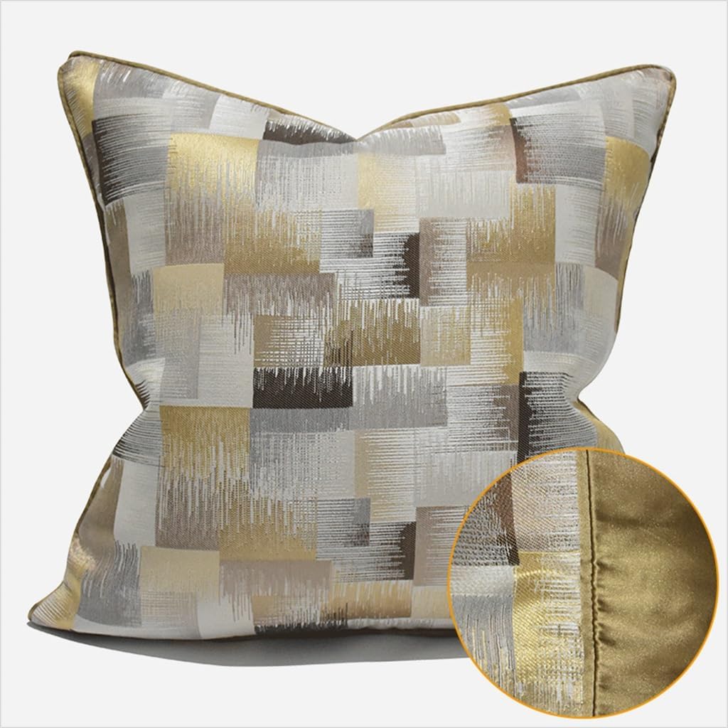 HBJWOV Soft Gray Gold Hotel Model Room Pillow Case ometric Pattern Living Bedroom Big Cushion