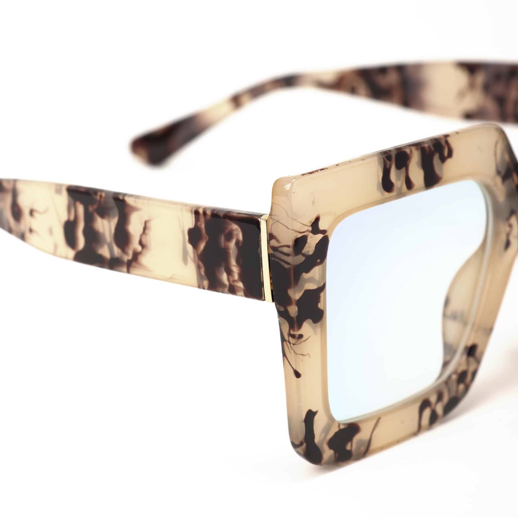 CLRAEGONK Oversized Blue Light Glasses for Women Fashion Square Thick Frames Stylish Non-Prescription Eyewear GRACE