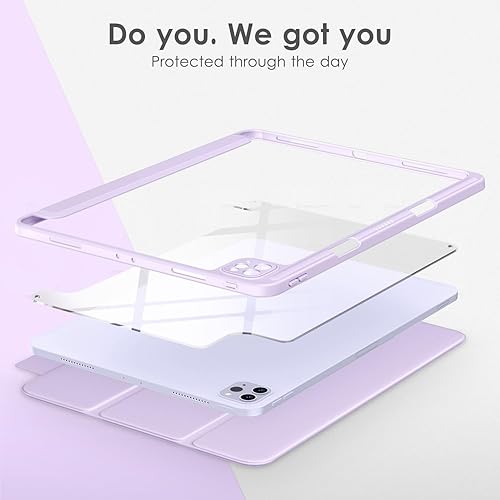 Miniatura 4 de VIKESI para iPad Pro 12.9 Funda 6543 Generación 2022202120202018, Funda Trasera Transparente Soporte para Lápiz Incorporado, Auto SleepWake,