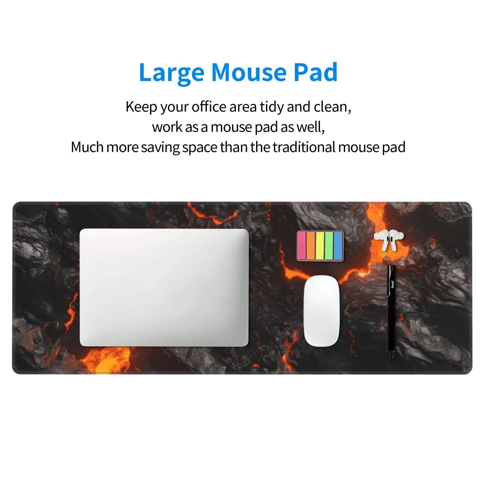 Tappetino Mouse, Tappetino Mouse Gaming Grande XXL 1500x800x3mm Tappetino Scrivania Mouse Pad, Base in Gomma Antiscivolo, Bordi Cuciti,Lavabile, Mousepad per Ufficio e Gaming (Magma) R-708