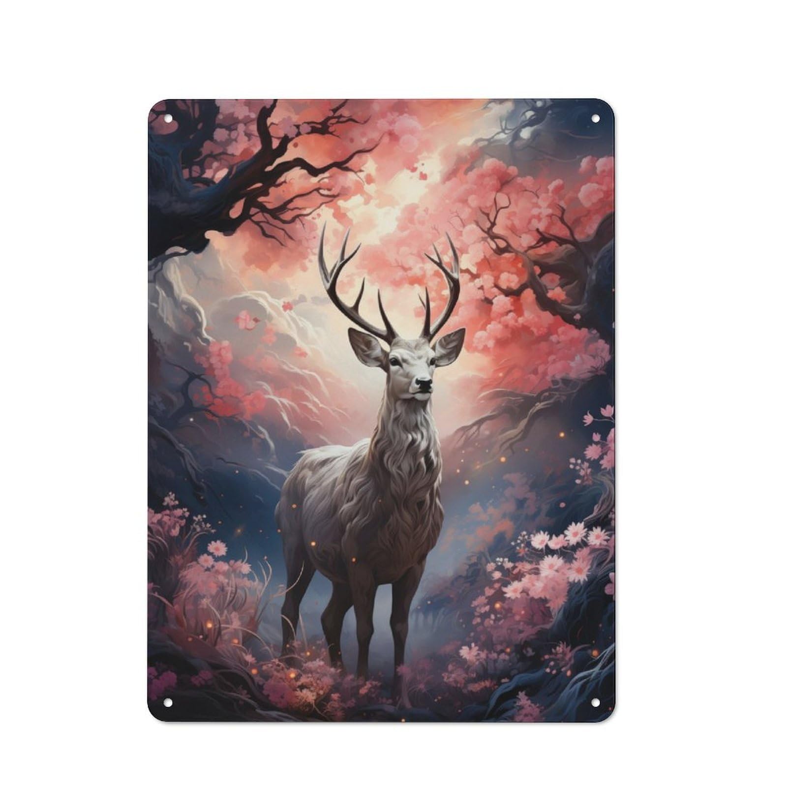 Junmoney Deer In Wonderland For Lounge Or Reading Corner, Retro Metal Plaque 40X30cm, For Vintage Wall Decor Fans, For Metal Sign Collectors