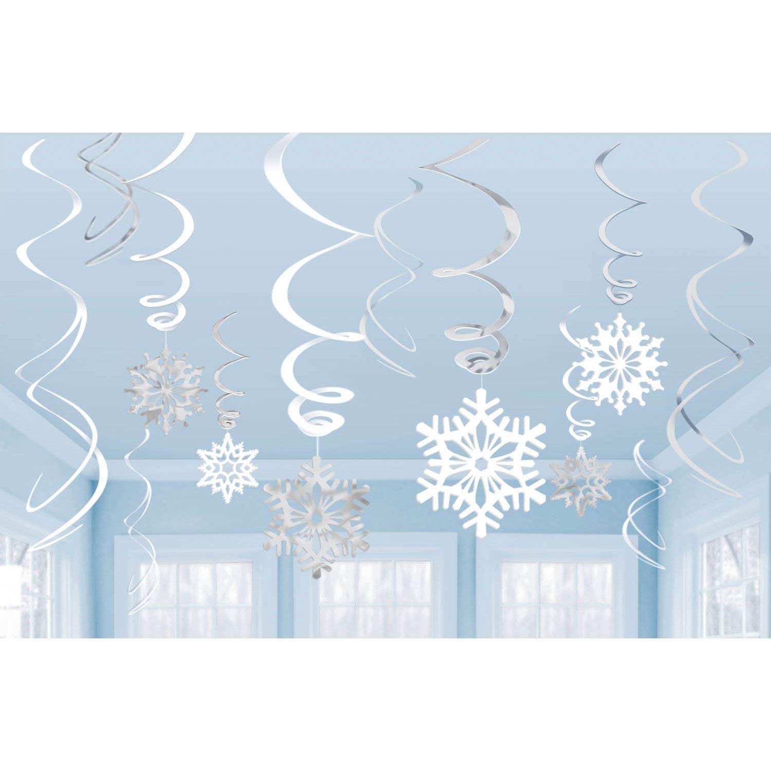 Amscan Silver 679497 Swirls Val Pk Snowflake - 12Pk
