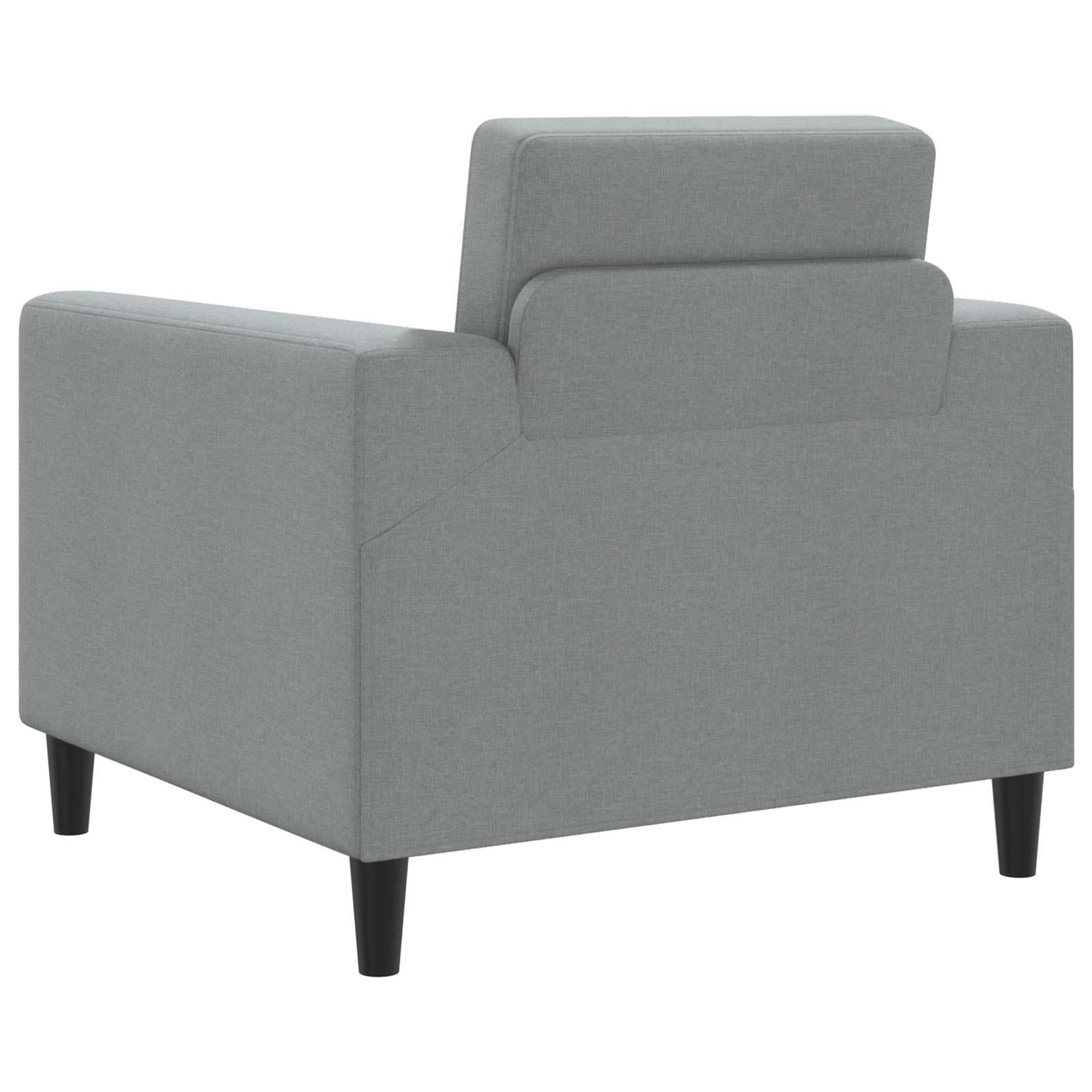 Poltrona moderna in tessuto grigio chiaro con braccioli larghi