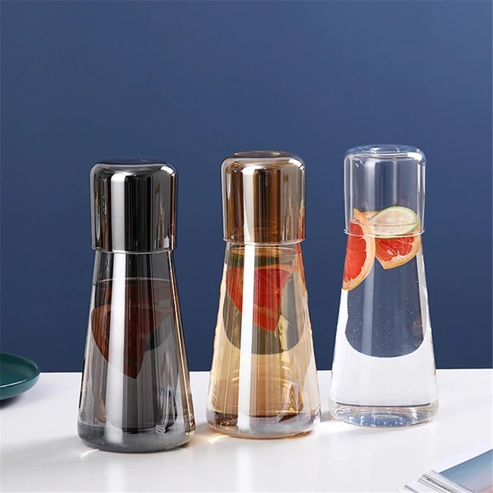 Jarras Agua Juego de tetera de vidrio de 850 ml, jarra de agua transparente con taza de vidrio for agua fría y caliente, tetera for la mesita de noche del hogar Jarra de Té Helado(Bruin)