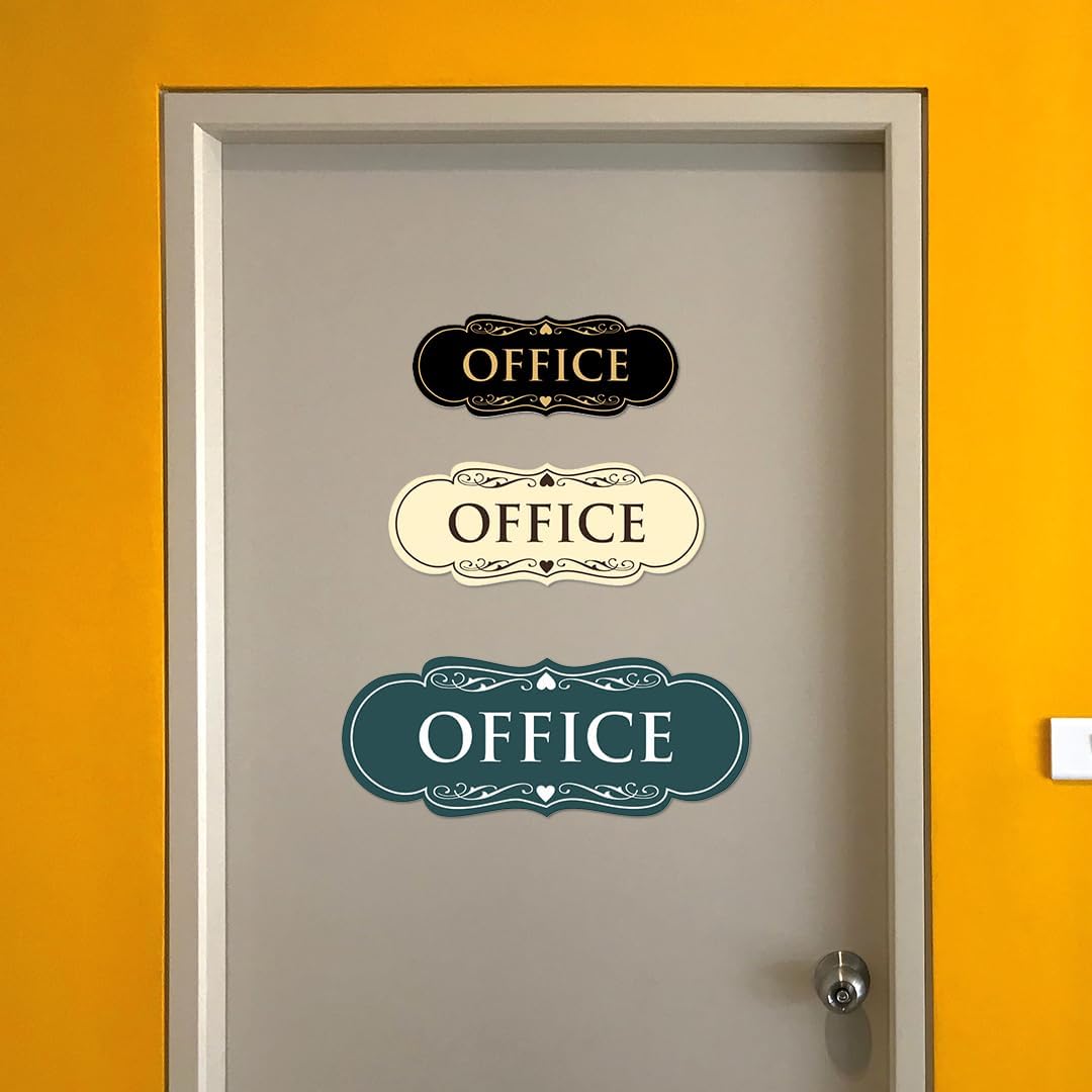 All Quality Designer Office Sign | Easy Installation - Black - Large (2 Pack)