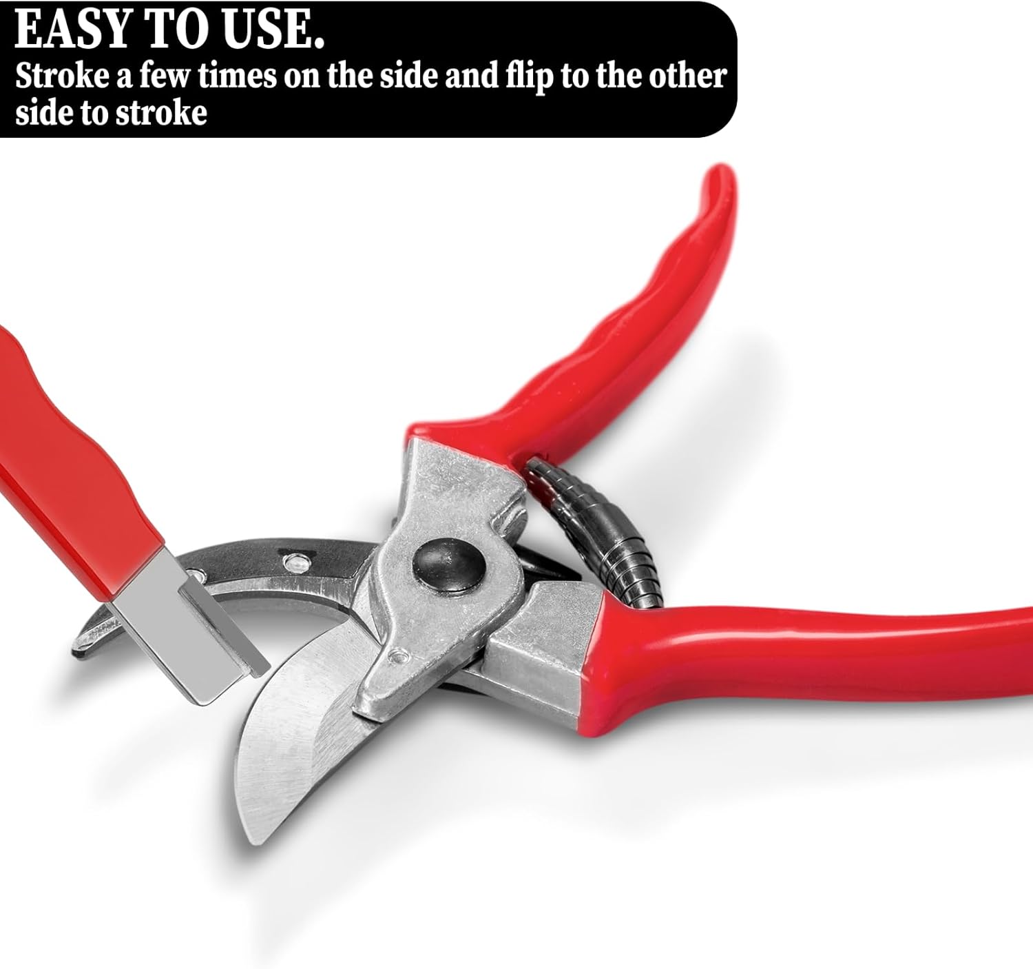 2Pcs Garden Tool Blade Sharpener, Pocket Blade Sharpener for Garden Tools Multipurpose Usage Knife Sharpeners for Pruning Shears, Hedge Scissors, Clippers, Pocket Knives, and More (2, Red+Black)