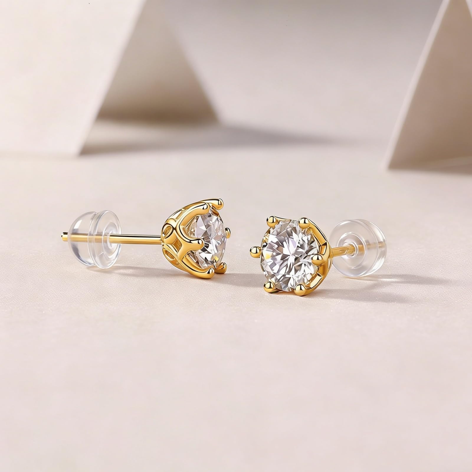 Kolczyki sztyfty z żółtego złota 750 585 375 damskie klasyczne kolczyki damskie z 6 wypustkami okrągłe Moissanite 0,5 ct – 3 ct, na wesele, bez niklu, prawdziwa biżuteria, złote