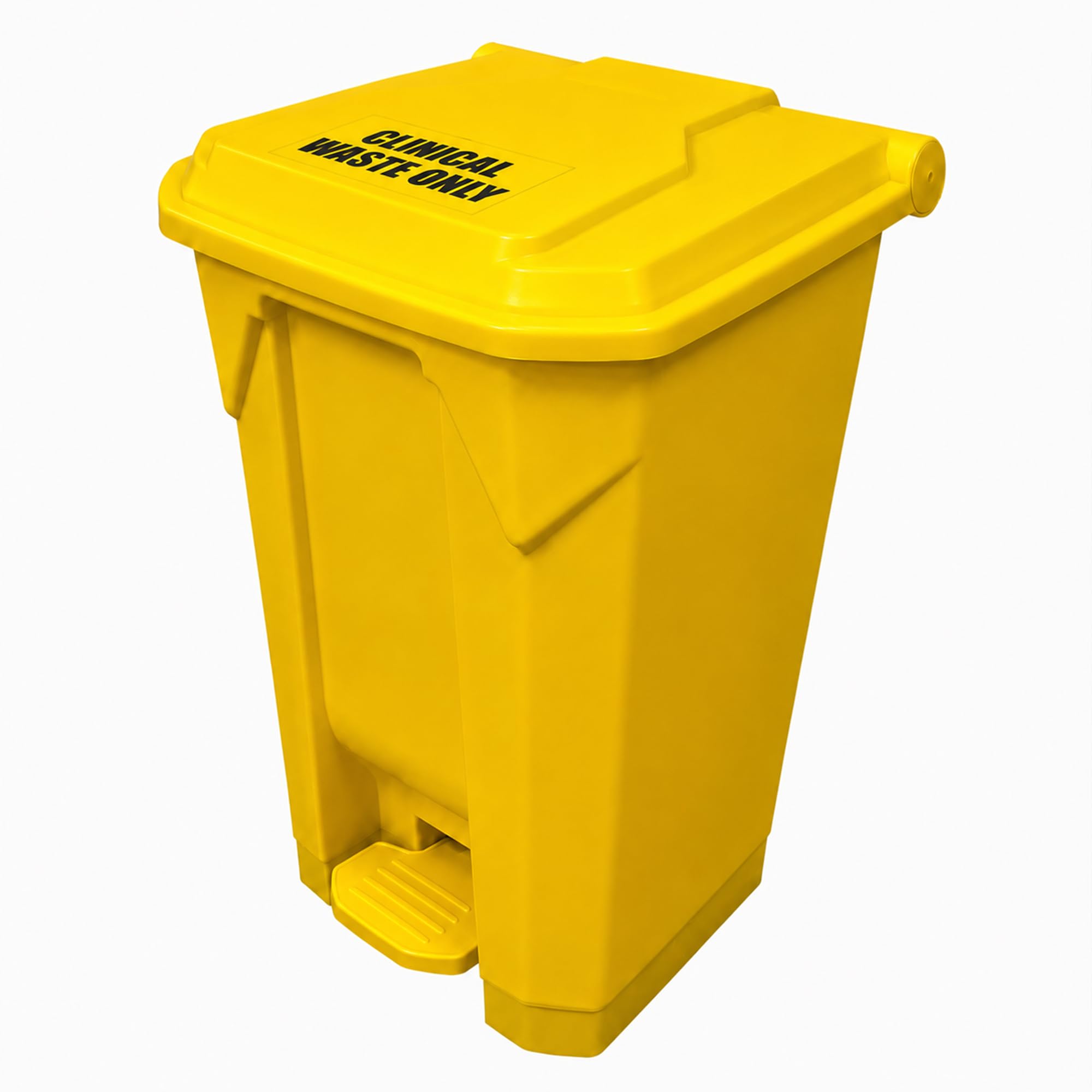 Chabrias Ltd 80L Yellow Pedal Bin with Clinical Waste Sticker, Large Step On Clinical Waste Bin with Lid, Polypropylene Hands Free Waste Container for Hospitals, Clinics, GP Surgeries & Care Homes