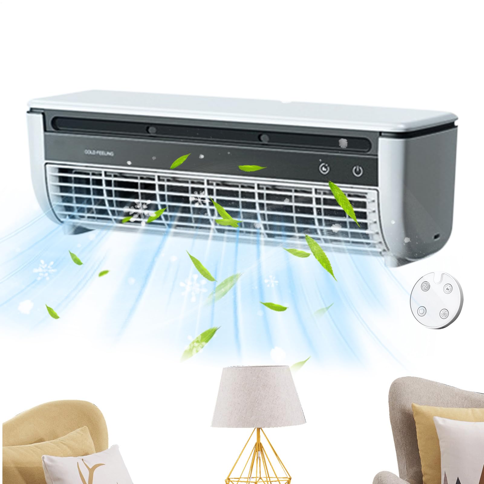 Luftkühler, tragbarer Ventilator mit Klimaanlage, 3 Geschwindigkeitsstufen mit kabellosem Ladegerät für Haus, Schlafzimmer, Camping, Auto, Badezimmer, Küche, Badezimmer