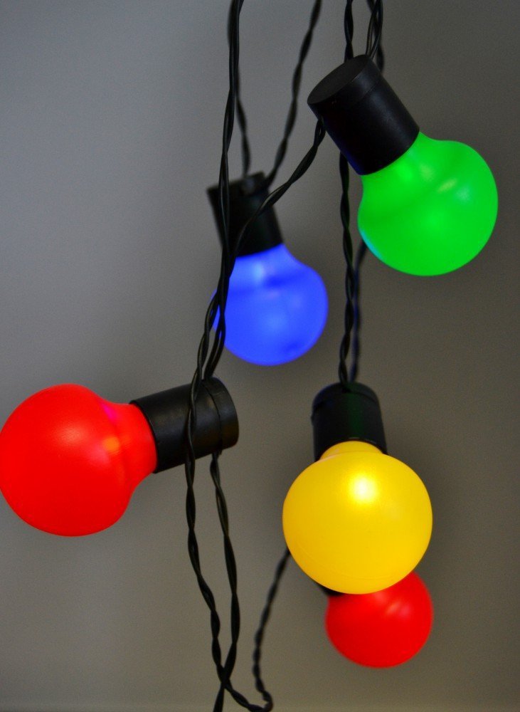 LED Party-Lichterkette 17,5 m mit 50 Kugel-Laternen bunt für innen und außen