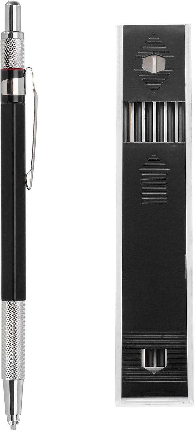PATIKIL Mechanical Pencil with 12Pcs HB Refills, Write Smoothly Portable Pencil with Built-in Sharpener and Claw Tip for Drafting Painting Designing, Black