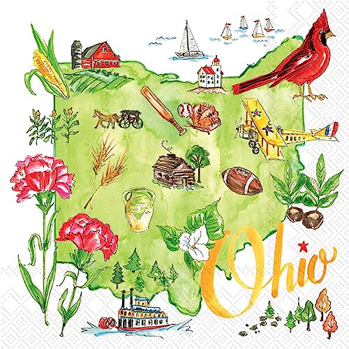 Serviettes en papier 3 plis motif Ohio State Rosanne Beck 12,7x12,7 cm