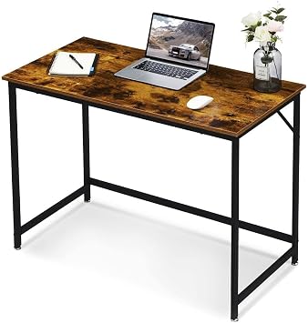 ivinta Computer Desk, Industrial Home Office Desk with Metal Frame, 40" Workstation for Small Spaces Living Room Bedroom Single Vintage, Easy Assemble