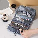 Travel Toiletry Bag Hanging Toiletry Bag Cosmetic Woman Travel Makeup Bag Water Resistant for Toiletries Accessory Bathroom Shower Container Gray