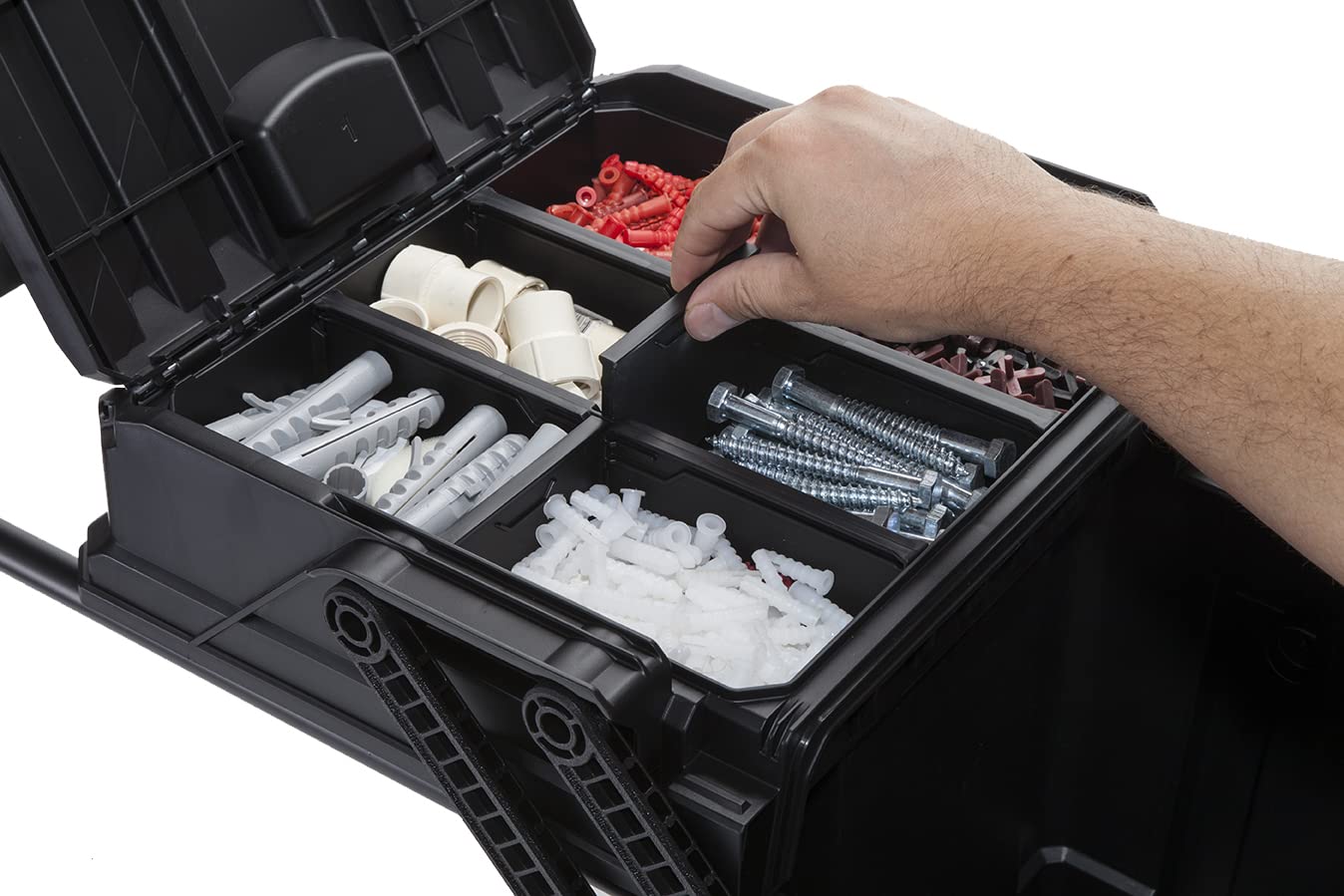 Keter- Caja de Herramientas, carro horizontal con ruedas, ‎65 x 42 x 38 cm Color Negro