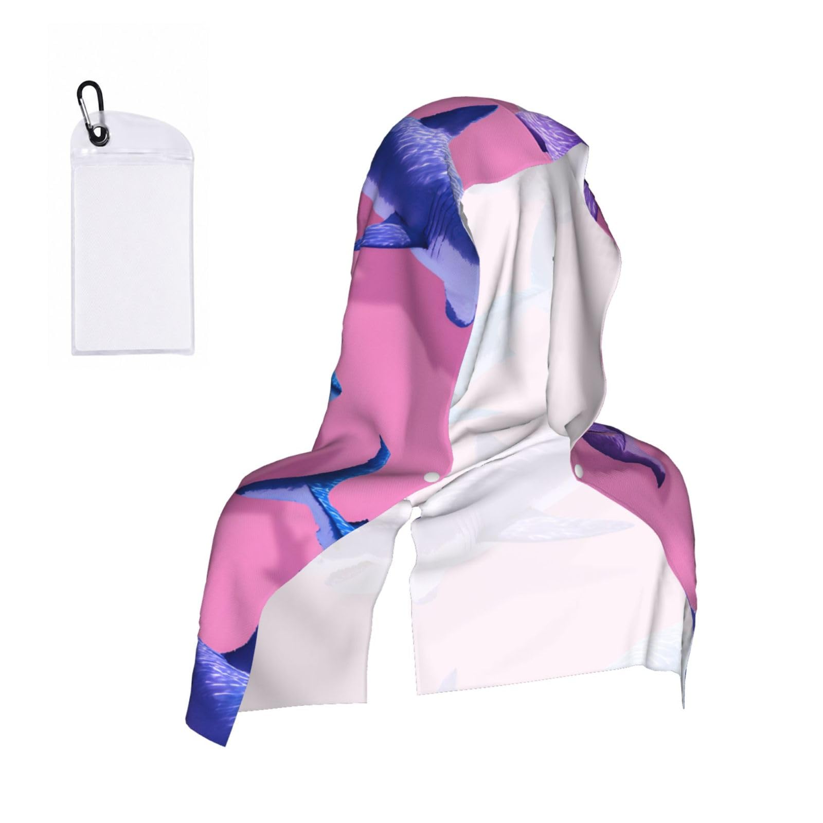 WXWJSHMGC Sharks Print Cooling Hoodie Towel, Cooling Towels For Neck And Face Sun Protection Instant Cool Hoodie(Sport/Camping/Work Out/Hot Weather)