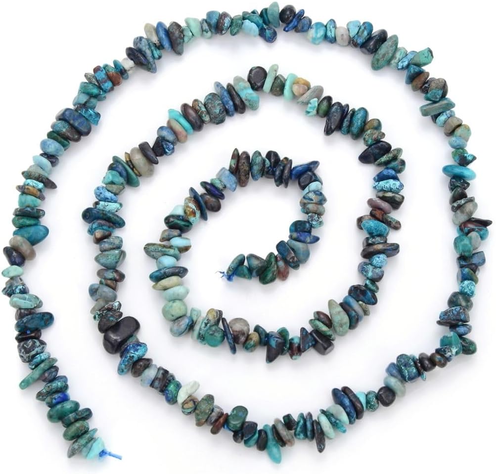 Adabele 93 Inch Natural Chrysocolla Gemstone Chip Loose Beads Drilled Hole Free Form 5mm-8mm Gem Stone Spacer for Craft Jewelry Making GZ1-39
