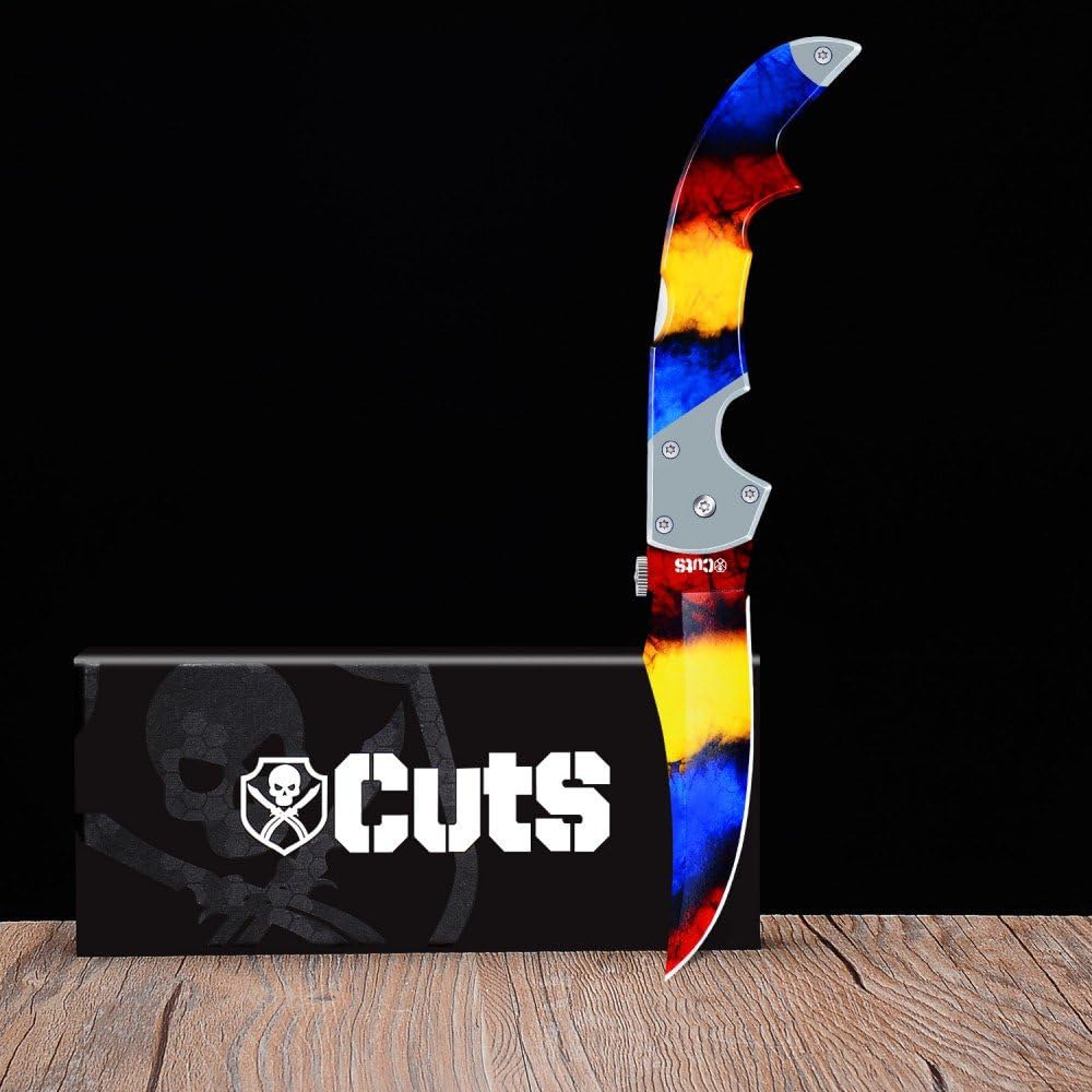 CS:GO Falchion Knives, Real CS:GO Stainless Steel Folder Knives with Sharp Blade and Sheath for Collection, Hunting and Camping (FAL-m-f)