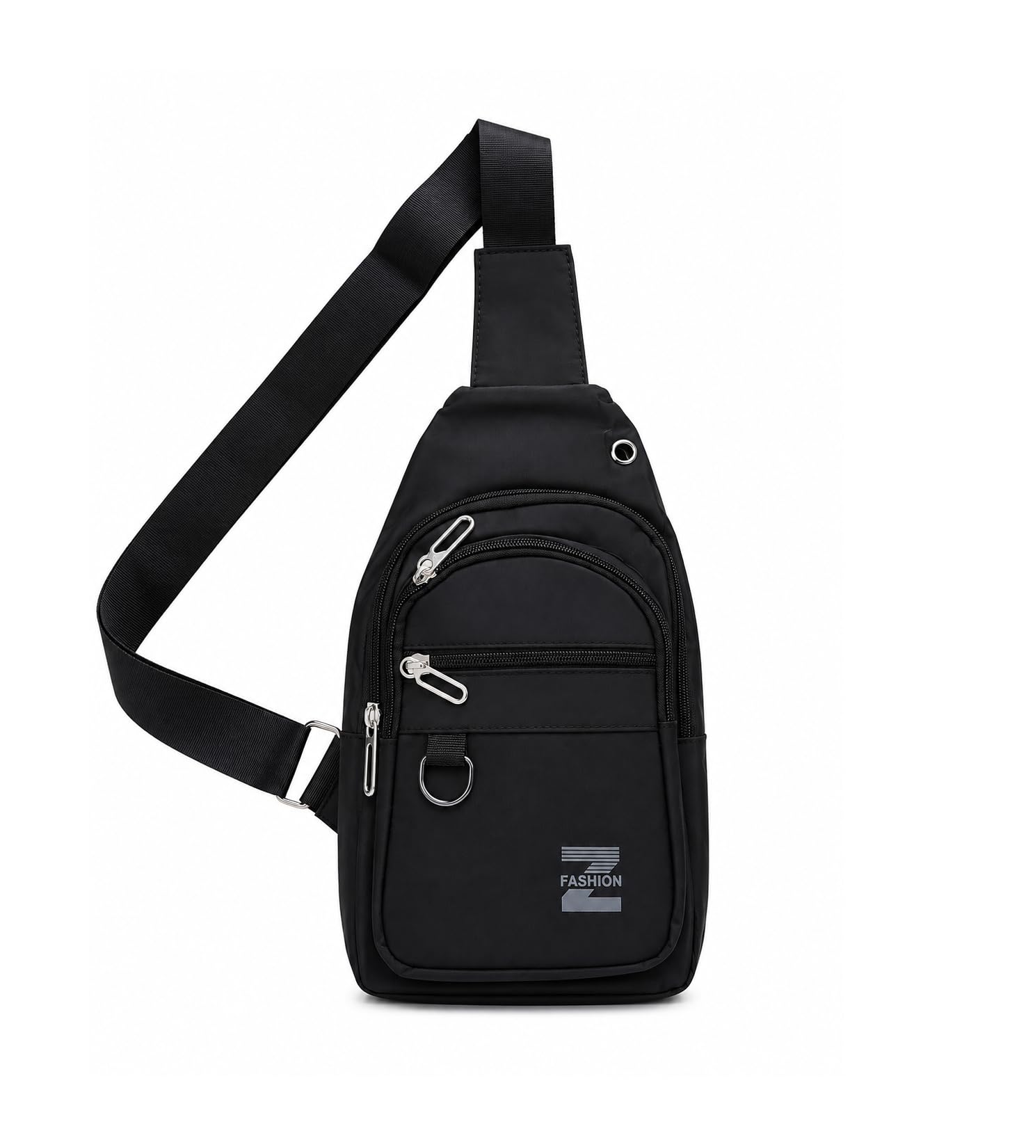 Water-Resistant Crossbody Sling Bag for Men & Women | 5L Nylon Chest Bag with 3 Zipper Compartments & Inner Zip Pocket | Adjustable Shoulder Strap for Travel, Office, Cycling, Hiking, (Black)-image-12