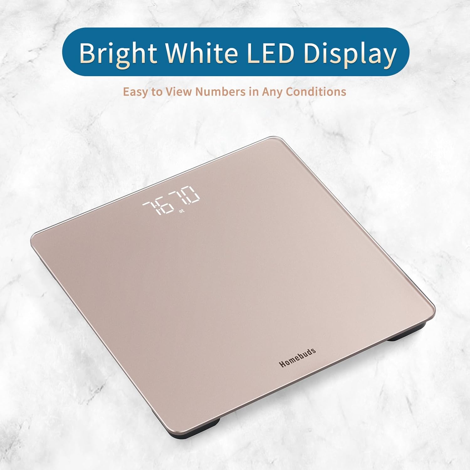 Homebuds Digital Bathroom Scale with bright white LED display