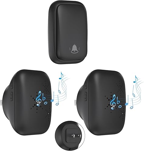 Miniatura 14 de Timbre inalámbrico autoalimentado con enchufe de EE. UU., sin batería, distancia de 38 canciones, timbre de puerta para exteriores, impermeable,