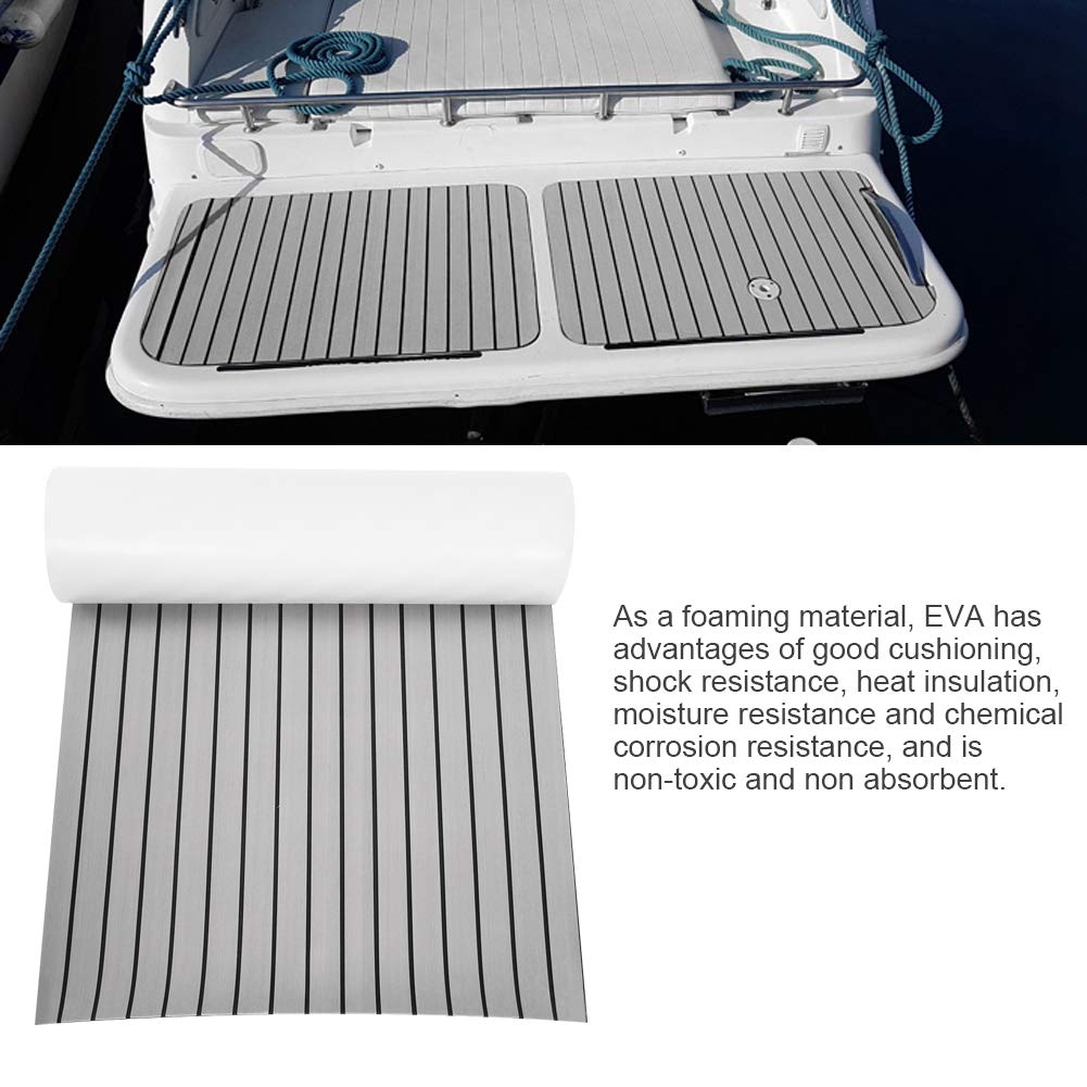 lyrlody- Selbstklebend Eva-Schaum Boot, Marine Bodenbelag Anti Rutsch Bodenbelag Matte für Yacht, Geeignet für Yacht, Auto und Andere Dekoration 240 * 90 * 0.6 cm (Hellgrau)