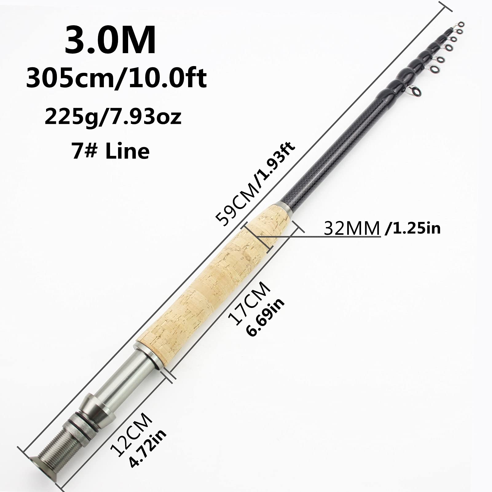 Nouveau 2.1m 2.4m 2.7m 3.0m Canne à pêche télescopique Canne de pêche Portable Fibre de Carbone Ultra légère Action Mouche Mouche Canne de pêche Cork poignée pêche Truite Tige réglage Mouche ZYHWY