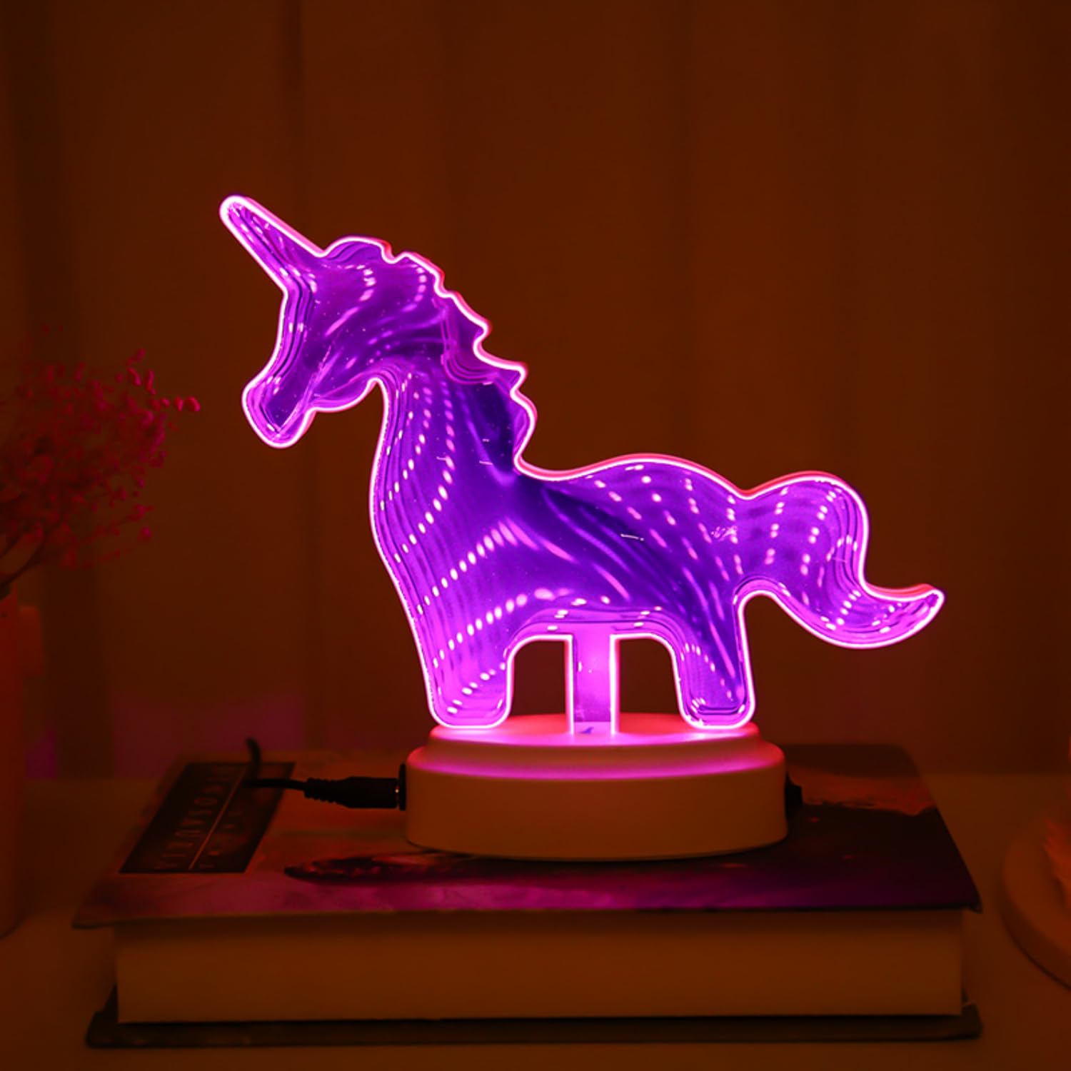 LED Mirror Effect Night Light, Dreamy Shape Decorative Neon Sign Bedroom, Living Room Decor Party, Valentine's Day Gift(Unicorn)