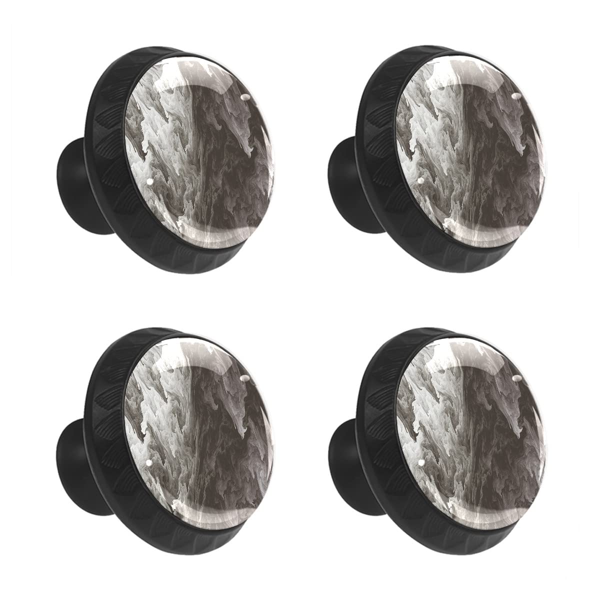 Mehom Grey 4 Pcs Crystal Glass Cabinet Drawer Knob, Marble Round Drawer Knobs Kitchen Cabinets Dresser Cupboard Wardrobe Unique Pulls Handles