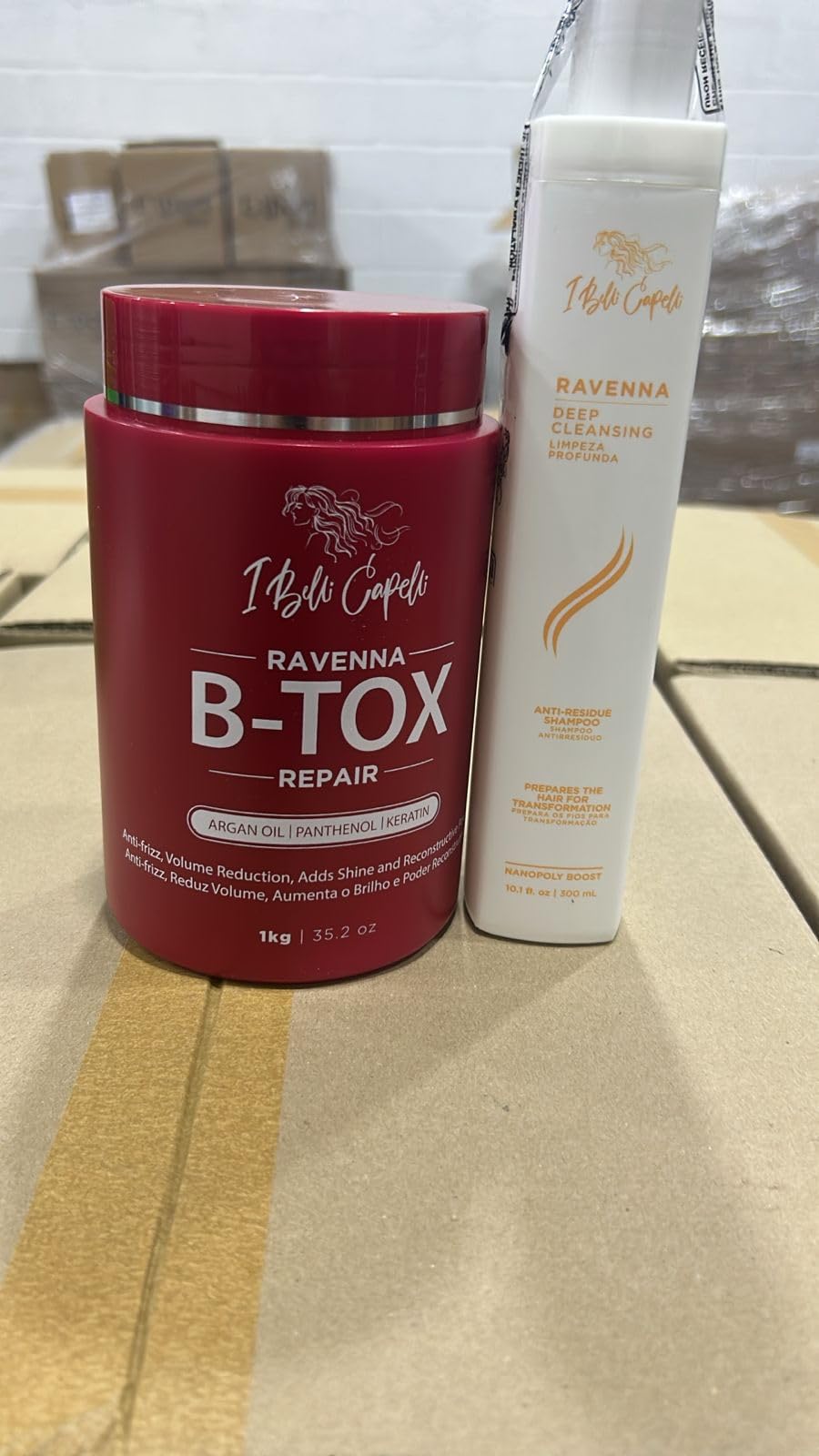 I Belli Capelli Ravenna Repair B-tox Hair Treatment Kit - Hair B-tox 1 kg/35.02 oz + Anti-Residue Shampoo 300 ml/10.1 fl.oz - Set von B-tox Capilar Para el Cabello & Clarifying Shampoo für eine