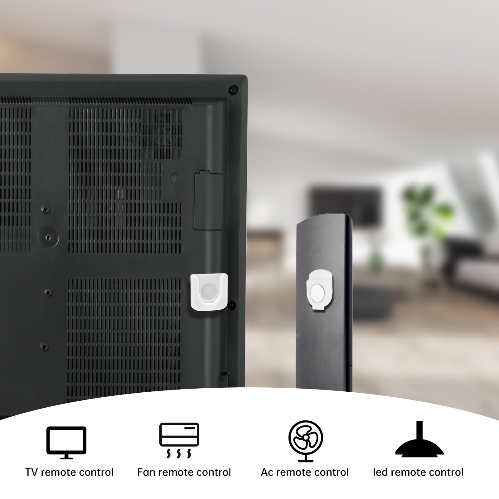 Lot De 4 Supports Magnétiques Pour Télécommandes - Adhésif Puissant, Sans Perçage - Pour Mur, Téléviseur, Table De Chevet