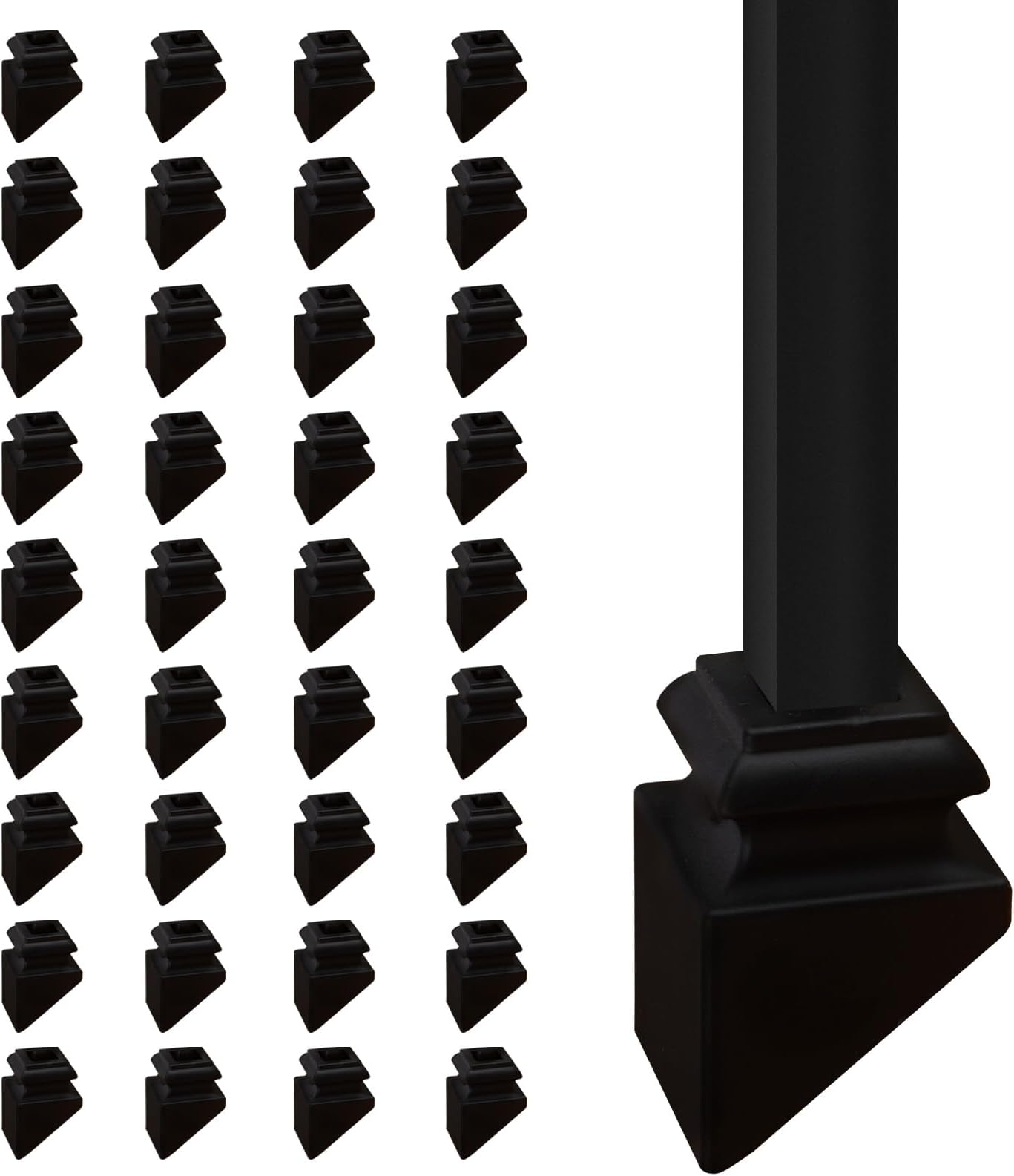 - 36 Pcs 1/2" Iron Baluster Slant Shoes for Interiors Square Stair Holoow Sprindles,Satin Black