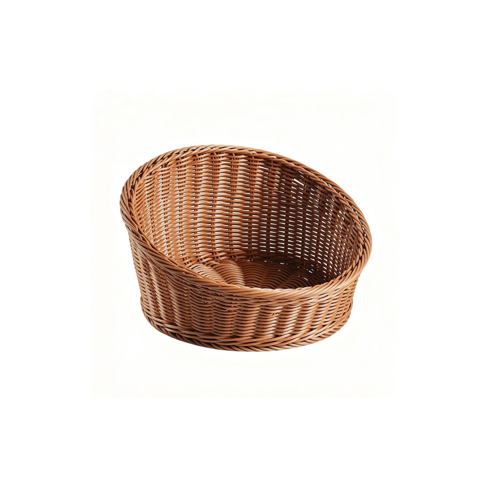 Panier tressé ovale effet rotin marron moyen pour sommeil et repos animal domestique