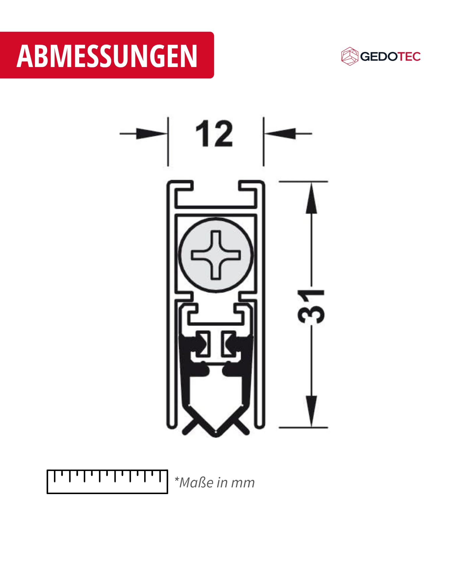 Gedotec absenkbare Bodendichtung - Silber grau | 1 Stück Türbodendichtung automatisch | DDS 12 | Länge 1030 mm - kürzbar | Absenkdichtung Zugluftstopper | Dichtung für Türen kältefeind windschutz tür