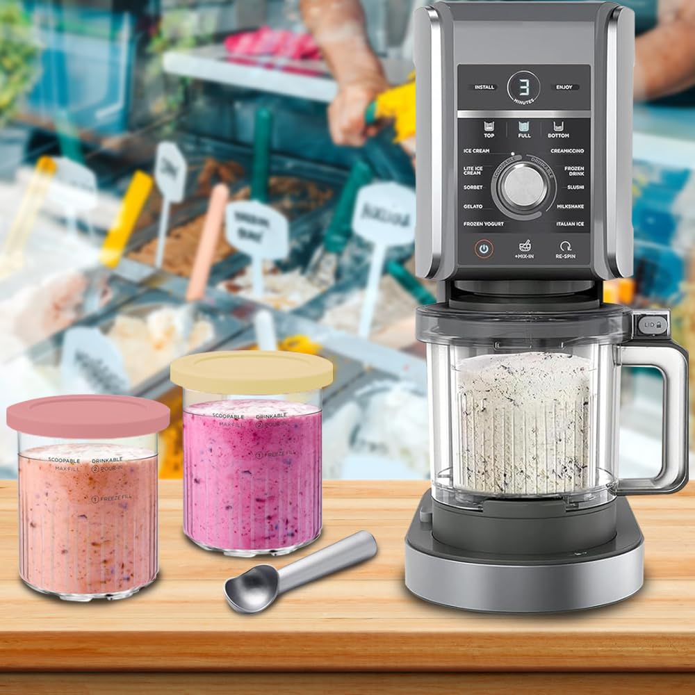 4 Contenitori Per Gelato Per Ninja Creami Deluxe NC501 NC500 | Vaschette Con Coperchio Anti-perdite, Senza BPA