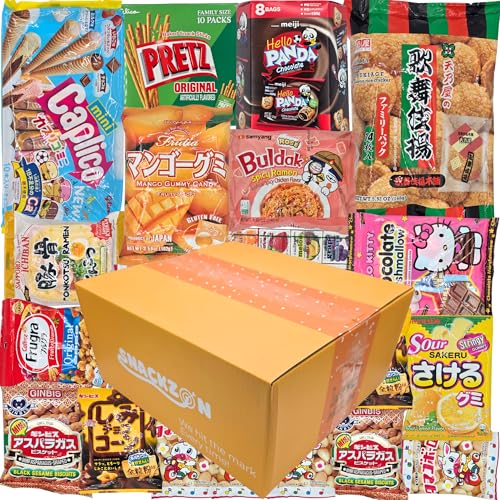 SNACKZON – Mega Variety Pack of Japanese & Korean Treats, Chips, Ramen, Candy & Cookies –...
