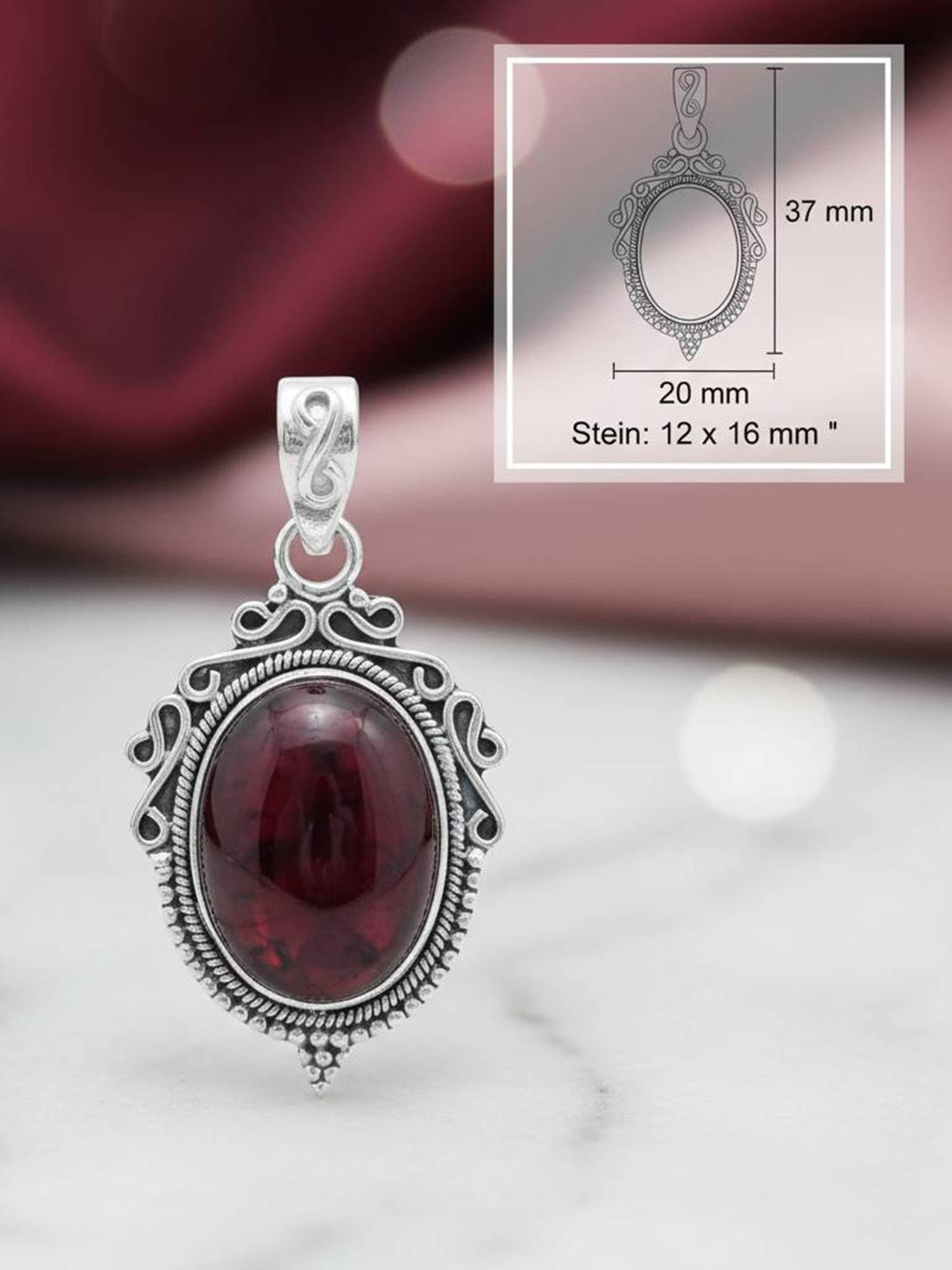 mantraroma Großer Kettenanhänger Silber 925 mit Edelstein | echtes Silber, echte Steine zur Auswahl, Kettenanhänger am Silberkette, Länge wählbar, handarbeit, im Geschenkbeutel