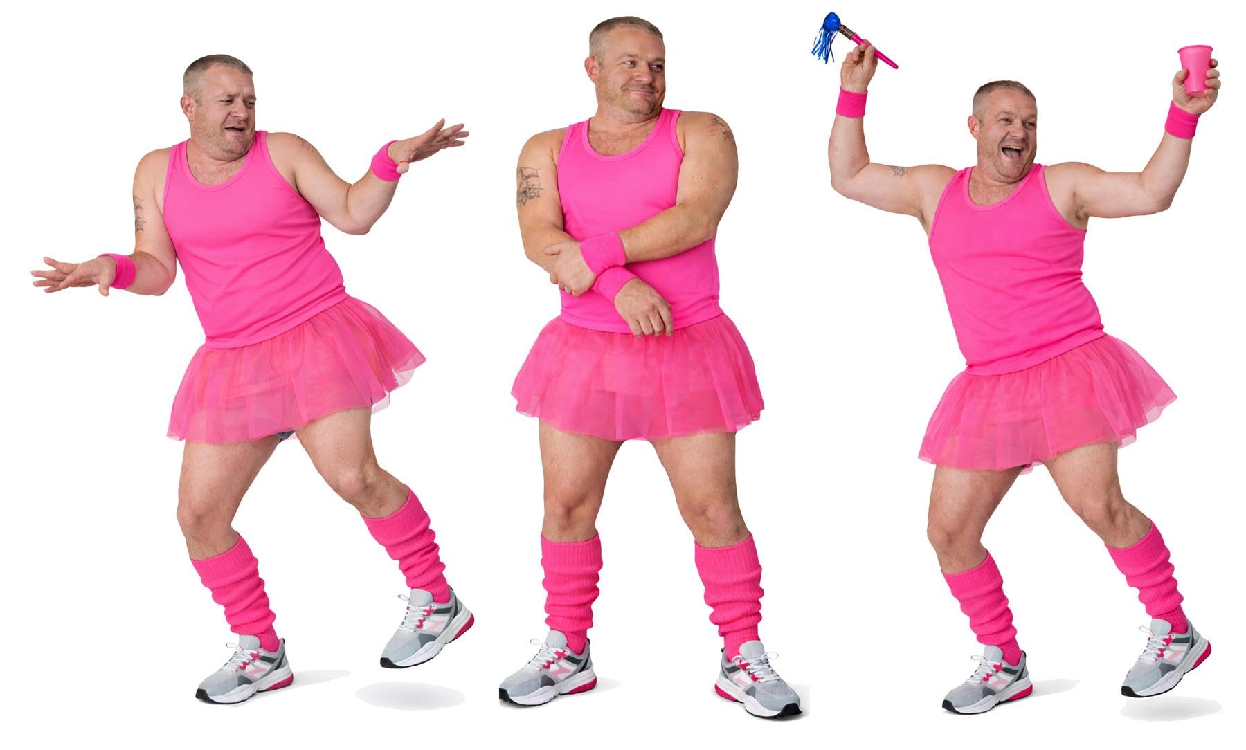 The Dragons Den Adults Neon Pink Stag Night Party 4 Piece Tutu Kit Fancy Dress Costume [Small]