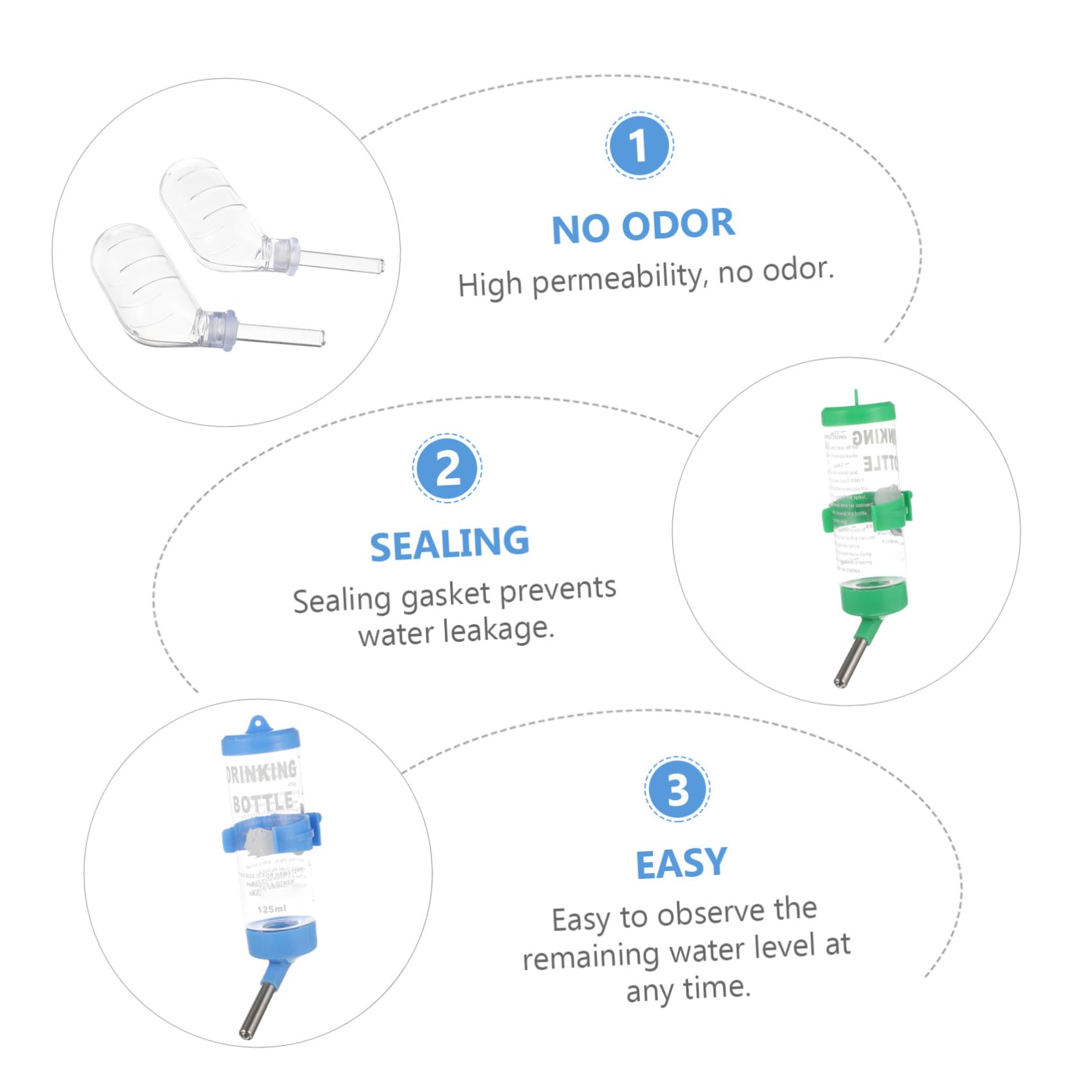 8piezas Botella De Agua para Pequeños Animales Dispensador para Hámster Cobayas y Erizos Diseño Antiderrame y Transparente