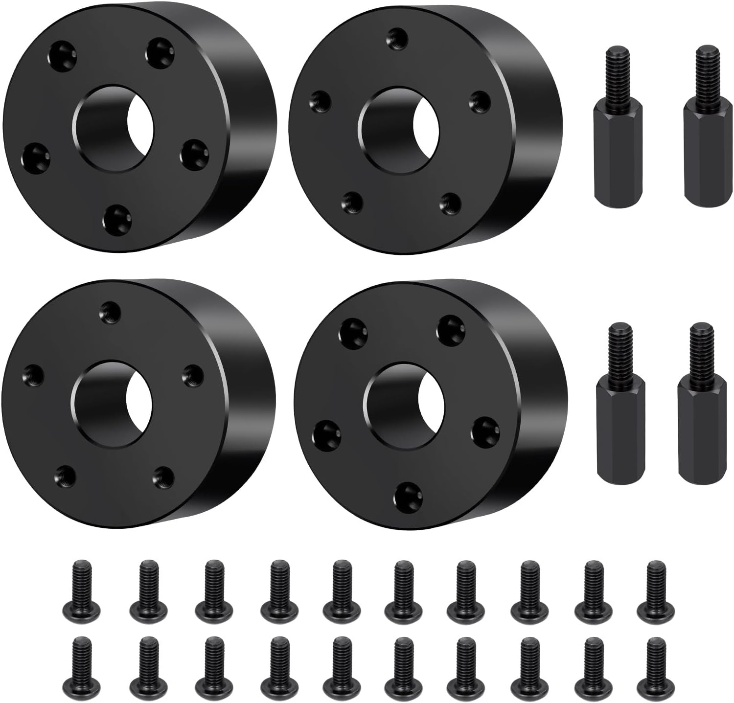 4PCS Aluminum RC Hex Combiner Wider Front Wheel Hubs Adapter +19mm Upgrade Parts for 1/10 Tamiya Clod Buster 4×4×4 RC Car