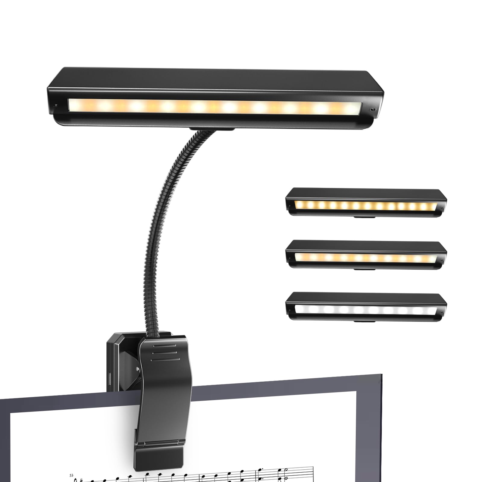 19 LED Music Stand Light, Clip-on Piano Reading Light, 3 Color & 5 Brightness, Perfect for Piano, Orchestra