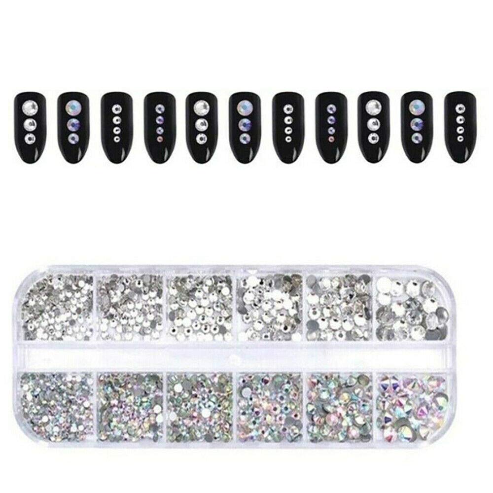 4240 Strass Argento Con Retro Piatto - 6 Misure Da 2mm A 4.8mm - Kit Cristalli Per Nail Art, Artigianato, Abbigliamento - Con Pinzette E Penna - 3