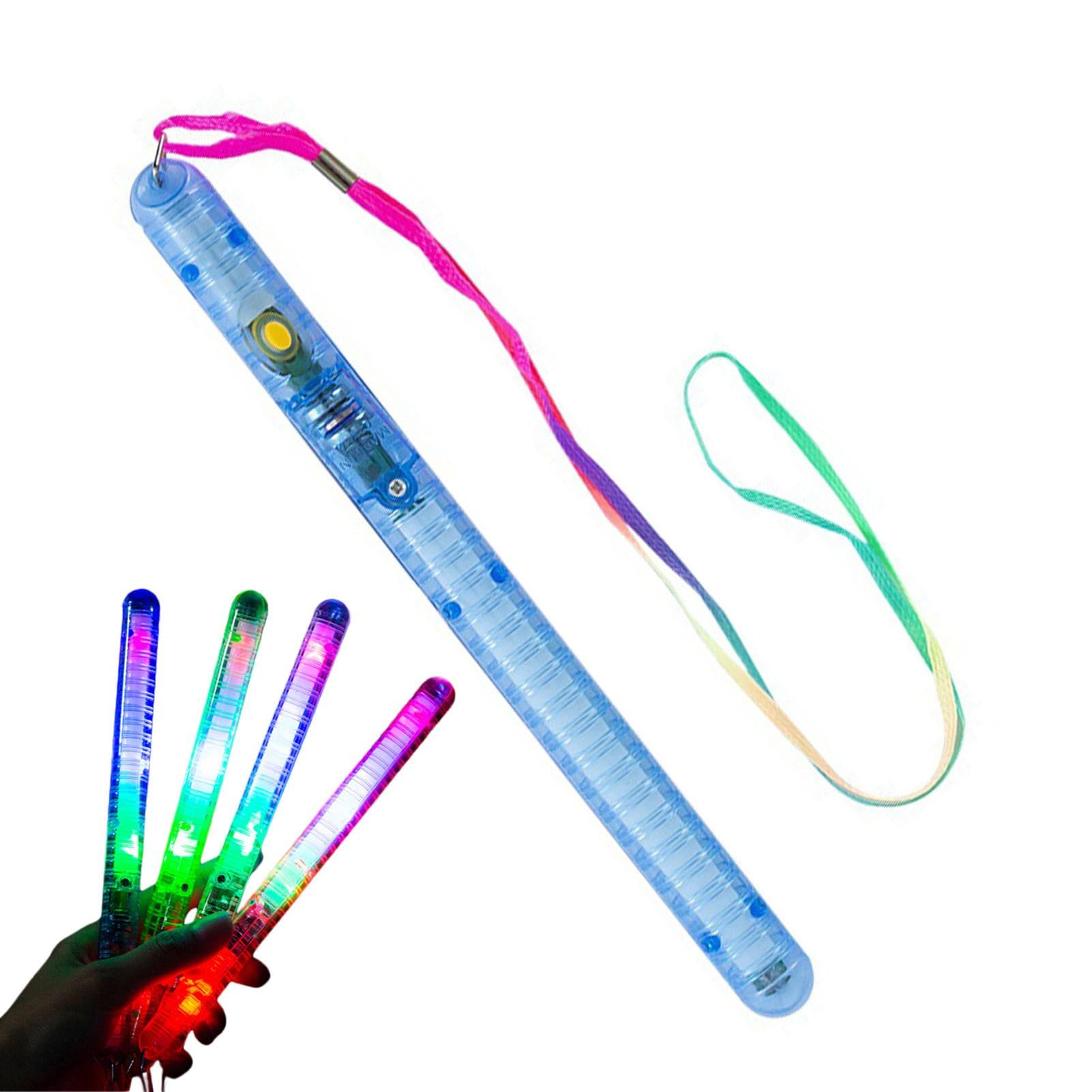 Concert LED Glow Stick - 4 Pieces Neon Color Super Bright Glow Stick with Lanyard, 7 Colors Change Glow Stick with Battery, Flashing Multicoloured Glowsticks for Wedding, Raves