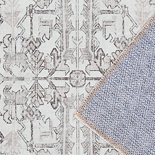 Jinchan Kitchen Runner Rug 2X5,Bohemian Hallway Rug Washable Rug Floral Runner Non Slip With Rubber Backing Soft Thin Vintage Carpet Runner For Bedroom Bathroom Laundry Room Living Room Decor Taupe #TOP5