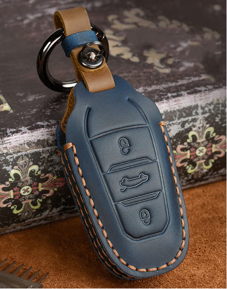 Ontto Custodia Portachiavi In Pelle Crazy Horse - Compatibile Peugeot, Citroen, Opel (Modelli Selezionati) - Marrone