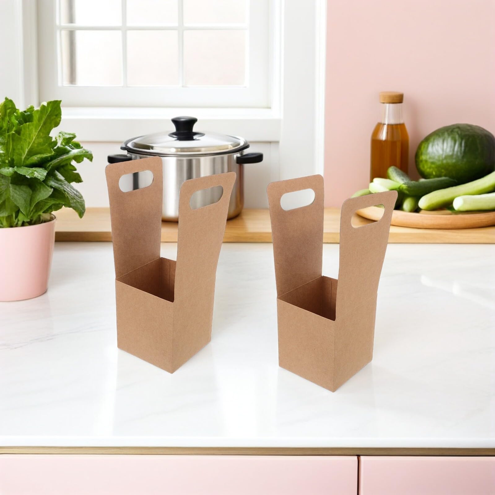 Ciieeo 30pièces Porte-gobelets Portables Carton Ondulé Avec Poignée Pour Boissons à Emporter Comme Café Ou Thé Lait